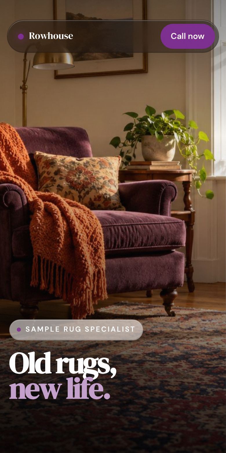 Example carpet care website on a phone
